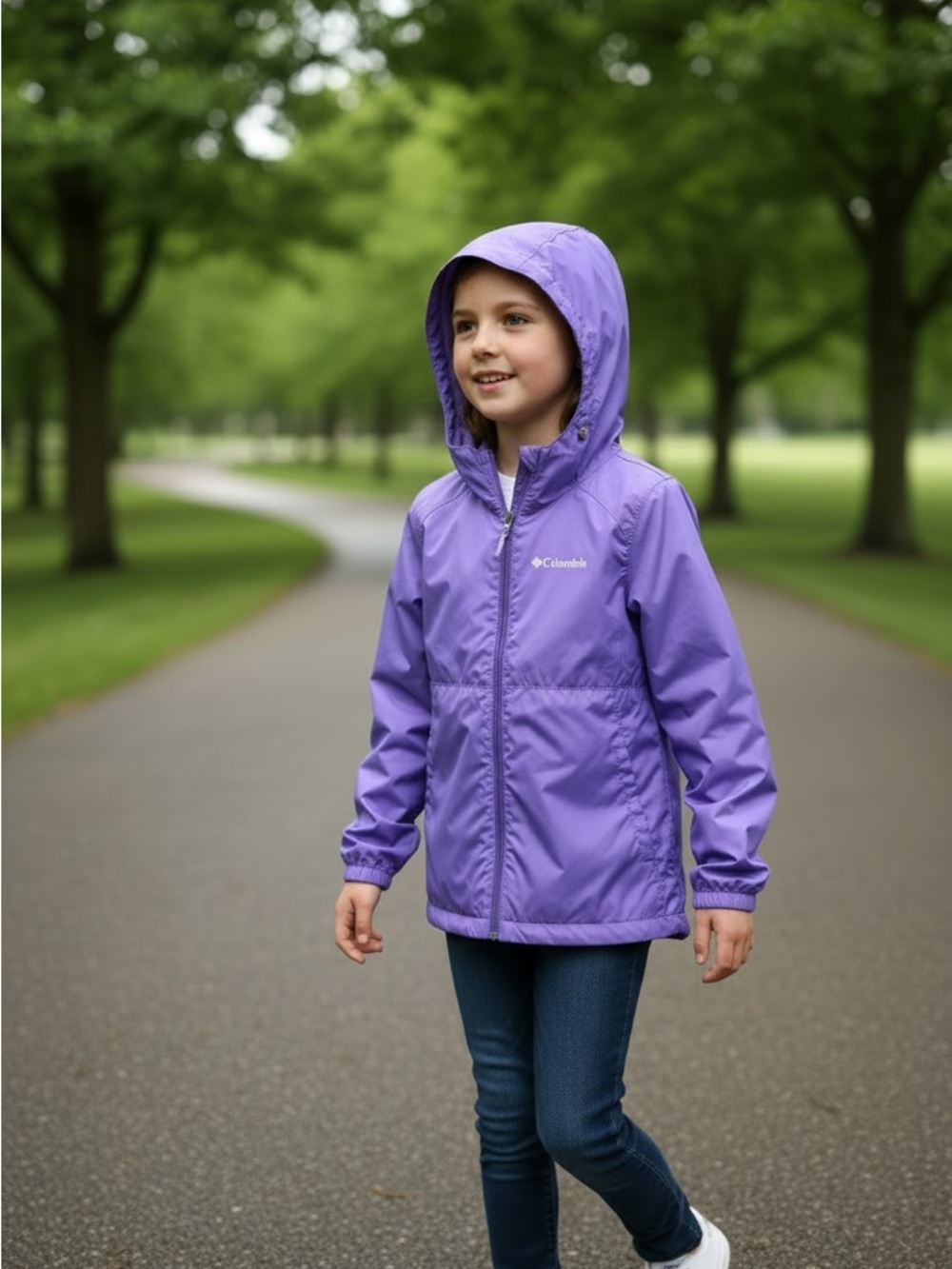 Columbia Kids Lavender Hooded Rain Jacket